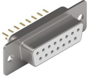 61801525123, D-Sub Connector, Socket, DA-15, PCB Pins, White