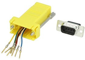 DA9-PMJ8-Y-K, D-sub Adapter Male 9 Way D-Sub to Female RJ45