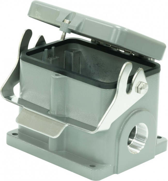 MP009449, Разъем для тяжелых условий, Основа, сквозной монтаж с гайкой, ввод сбоку, Корпус из Алюминия MP009449, Разъем для тяжелых условий, Основа, сквозной монтаж с гайкой, ввод сбоку, Корпус из Алюминия