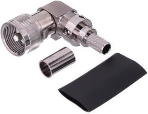 EZ-300-UM-RA-X, RF Connectors / Coaxial Connectors UHF-male (plug) right angle, crimp connector, non-solder pin, no braid trim EZ-300-UM-RA-X, RF Connectors / Coaxial Connectors UHF-male (plug) right angle, crimp connector, non-solder pin, no braid trim
