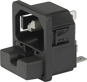 6220.5330, C14 Snap-In IEC Connector Male, 10A, 250 V, Fuse Size 5 x 20mm