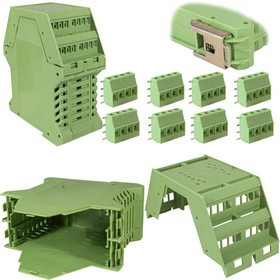 TC-2003, Корпус для РЭА на DIN-рейку ТС-2003, крепление 35 мм, АБС пластик, зеленый