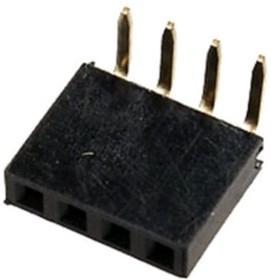 PBS-4R (DS1024-1x4R), Гнездо на плату 2.54мм 1х4pin угловое