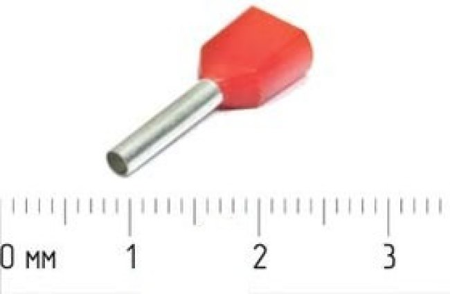 Наконечник кабельный 1,7x 8, 2, Sx2-1,5, обжимной, красный, LT015008*2