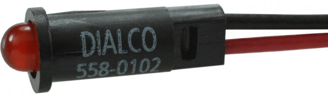 558-0102-007F, LED Panel Mount Indicators HI EFF RED DIFFUSED 14in WIRE LEADS 5V