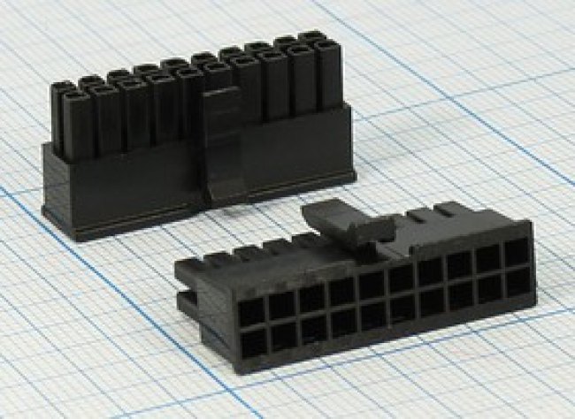 Разъем питания MF3 вилка, контакты 2x10, шаг P3.0, монтаж на кабель, MF3-2x10F, 20P