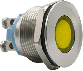 622-1303-304F, LED Panel Mount Indicator Uni-Color Yellow 350mcd 2-Pin Bag