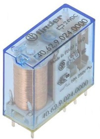 Реле электромеханическое миниатюрное универсальное монтаж на печатную плату или в розетку выводы с шагом 5мм 2CO 10A AgNi 24В DC RTII FINDER