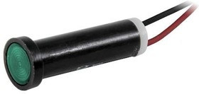 44W-NKG12H-CGO, LED Panel Mount Indicators Wire Leads Flush Green 12VDC