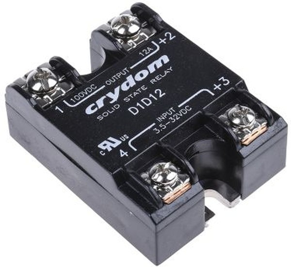 D1D12, Solid State Relays - Industrial Mount PM IP00 SSR 100VDC 12A,3.5-32VDC In D1D12, Solid State Relays - Industrial Mount PM IP00 SSR 100VDC 12A,3.5-32VDC In