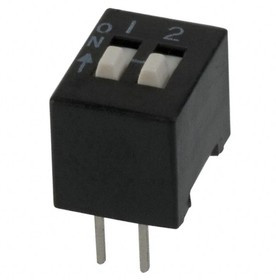 208-2, DIP Switches / SIP Switches DIP switches/SIP switches, SPST, SLIDE ACTUATOR, 2 POS, Thru-Hole, UNSEALED, TUBE, OFF