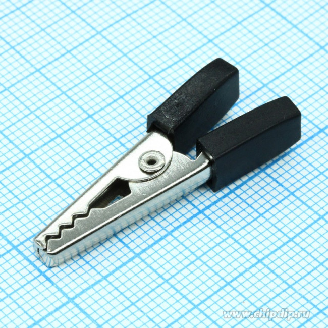 AG-026, Зажим "Крокодил" с изолятором черный, 5А