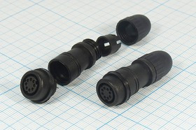 Разъем (miniDIN) K36951 розетка, контакты 8P, монтаж на кабель, цанговый, K36951