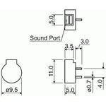 HC0905A, 5 В, 9 мм, Излучатель звука HC0905A, 5 В, 9 мм, Излучатель звука