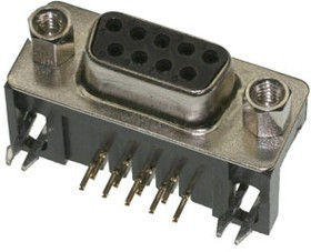 DRB-09FA, Разъем D-SUB 9 контактов, розетка угловая на плату, 7.2мм
