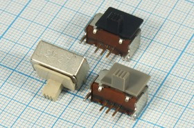 Переключатель движковый, 11.5x 7.2h5, контакты 3P+2P(GND), 0.3А, 50В, SPDT, угловой, SK-13D45