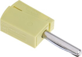 215-511, Yellow Male Banana Plug, 4 mm Connector, Cage Clamp Termination, 20A, 42V, Nickel Plating