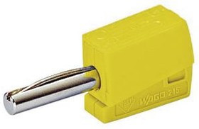 215-511, Yellow Male Banana Plug, 4 mm Connector, Cage Clamp Termination, 20A, 42V, Nickel Plating