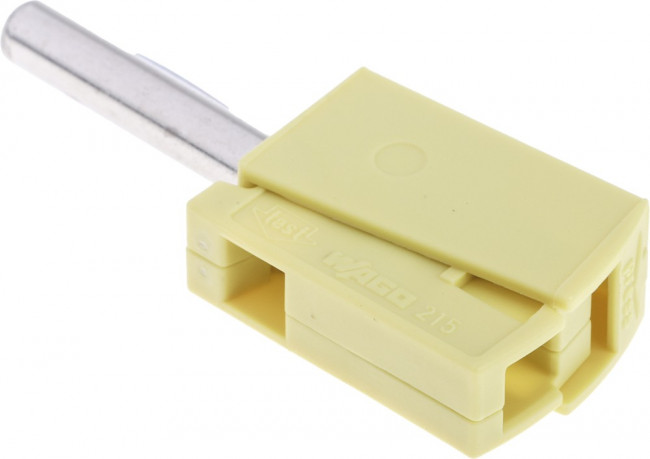 215-511, Yellow Male Banana Plug, 4 mm Connector, Cage Clamp Termination, 20A, 42V, Nickel Plating
