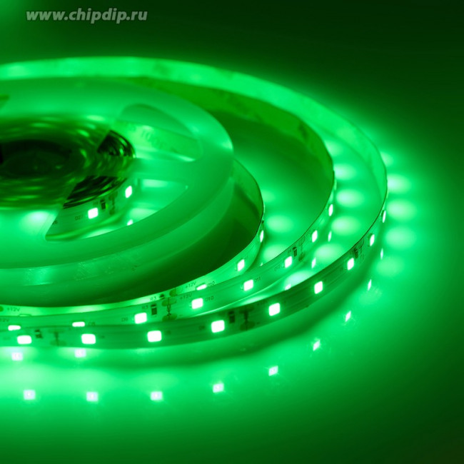 00-34 Светодиодная лента 12В, 4,8Вт/м, smd3528, 60д/м, IP20, подложка 8мм, 5м, зел.