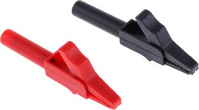24.0157-22 24.0157-21, Crocodile Clip 4 mm Connection, Brass Contact, 15A, Black, Red