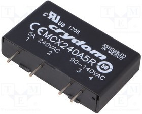 MCX240A5R, Реле: полупроводниковое, Uупр: 90-140ВAC, 5А, 12-280ВAC, THT, SIP