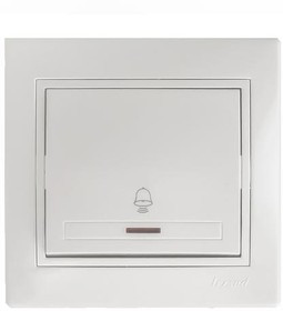 Кнопка звонка Mira с подсветкой бел. с бел. вставкой LEZARD 701-0202-108