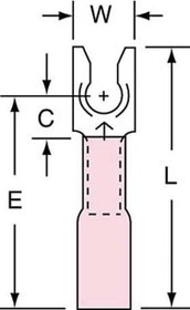 MH18-6FLK, Terminals Locking Fork -RED 22-18 AWG Size 6