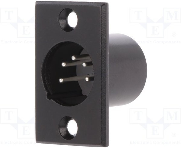 FC6176, Гнездо, XLR, "папа", PIN: 5, на панель,винтами, пайка, черный