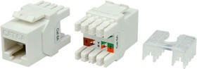 Вставка Hyperline, Keystone Jack RJ-45(8P8C), категория 6a (10G), тип 180 градусов, белая