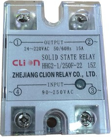 HHG1-1/250F-22-15A (HHG2-1/250F-22-15A), Реле 90-250VAC, 15A/240VAC (zero-cross)