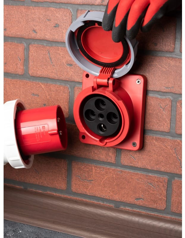 Стационарная внутренняя угловая розетка 4442 3Р РЕ 125А 380В IP67 PROxima ps-4442-125-380