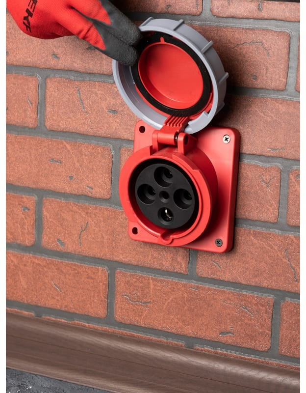 Стационарная внутренняя угловая розетка 4442 3Р РЕ 125А 380В IP67 PROxima ps-4442-125-380