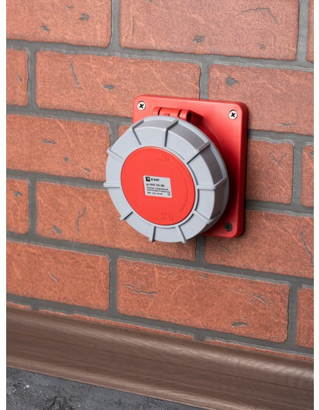 Стационарная внутренняя угловая розетка 4442 3Р РЕ 125А 380В IP67 PROxima ps-4442-125-380