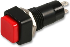 MCPS23B-3, Кнопочный переключатель, 12 мм, SPST, (Вкл.)-Выкл., Square Raised, Красный