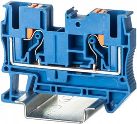 VPR-6-BU, Клемма проходная , зажим push-in, 2 точки подключения, 6 кв.мм, синяя