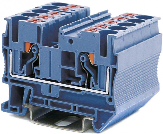 VPR-6-BU, Клемма проходная , зажим push-in, 2 точки подключения, 6 кв.мм, синяя