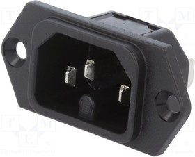 6110.3300, Разъем: питания AC, гнездо, "папа", 10А, 250ВAC, IEC 60320, C16