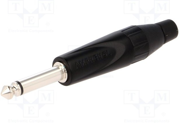 TM2PB, Вилка, Jack 6,3мм, "папа", mono, Кол-во полюс: 2, прямой, на провод