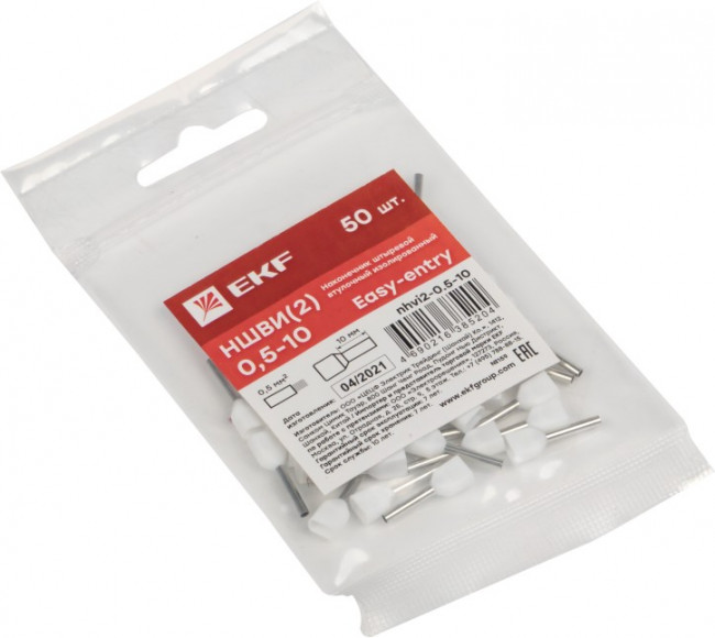 Наконечник штыревой втулочный НШвИ(2) 0.5-10 (уп.50шт) PROxima EKF nhvi2-0.5-10