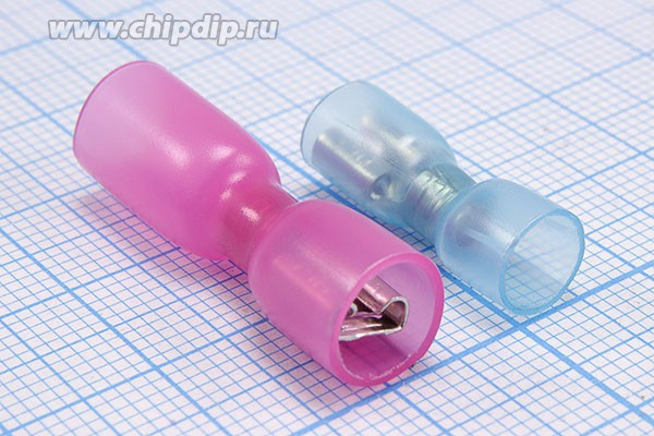 242150M, Разъем плоский 4.8x0.8мм изолированный в синей термоусаживаемой манжете; Q-15941B клемма гн 4,8x0,8\0,4\S1,5-2,5\Cu луж\\полн.PO си