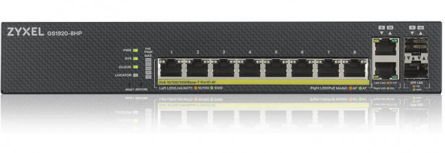 ZYXEL GS1920-8HPV2-EU0101F Гибридный Smart PoE+ коммутатор NebulaFlex GS1920-8HPv2, 8xGE PoE+, 2xCombo (SFP/RJ-45), бесшумный, бюджет PoE 13 ZYXEL GS1920-8HPV2-EU0101F Гибридный Smart PoE+ коммутатор NebulaFlex GS1920-8HPv2, 8xGE PoE+, 2xCombo (SFP/RJ-45), бесшумный, бюджет PoE 13