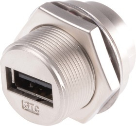 Straight, Panel Mount, Socket Type A 2.0 USB Connector Straight, Panel Mount, Socket Type A 2.0 USB Connector