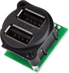 Straight, Panel Mount, Socket Type A 2.0 USB Connector Straight, Panel Mount, Socket Type A 2.0 USB Connector