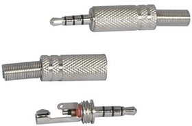 SZC-0145 / NP-145 3.5MM 4PIN, Разъём аудио штекер стерео 3.5 мм, 4pin, на кабель, металлический