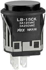 LB15CKW01-A, Pushbutton Switches SPDT ON(ON) SNAP-IN ROUND NON-ILLUM BLK