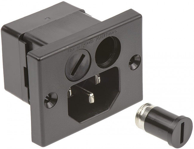 0040.5000.2, Разъем: питания AC, гнездо, "папа", 10А, 250ВAC, IEC 60320, 5х20мм