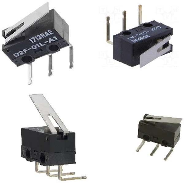 D2F-01L-A1, Micro Switch D2F, 100mA, 1CO, 1.47N, Hinge Lever