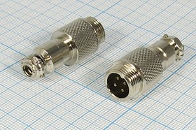 Штекер микрофонный MIC12 на кабель, 4 контакта, М12, QGXZ12M-4, аналогичный XS12JK-4P; Q-10452Z штек мик MIC12\4P\каб\М12\\ QGXZ12M-4[XS12JK