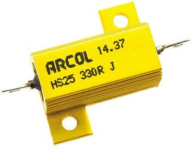 HS25-330RJ, Резистор: проволочный, с радиатором, винтами, 330Ом, 25Вт, ±5%